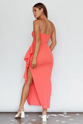 Sasha Cascade Ruffle Midi Dress Watermelon